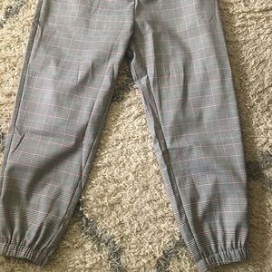 Plaid jogger style dress pants